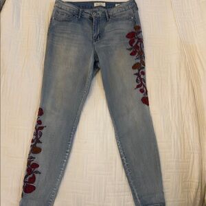 Women's Blue Embroidered Jeans